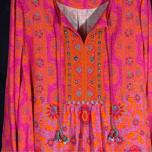 Soft Surroundings Bohemian Pink and Orange Women's Tunic - Picture 3 of 10